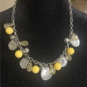 Silver and Yellow Charm Necklace
